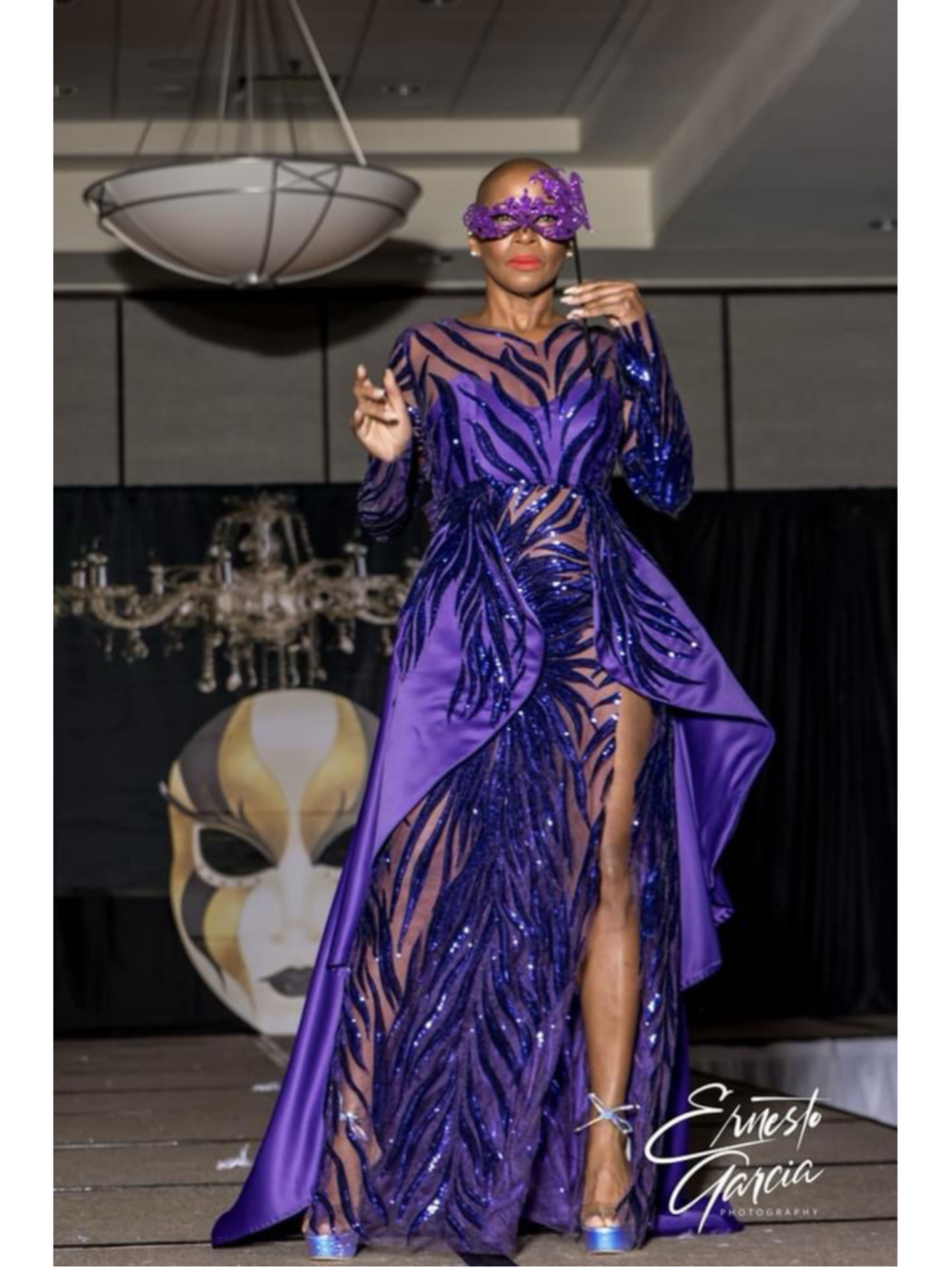 Jacka Saldana Custom Purple Couture Runway Gown Small Pageant Gala Prom